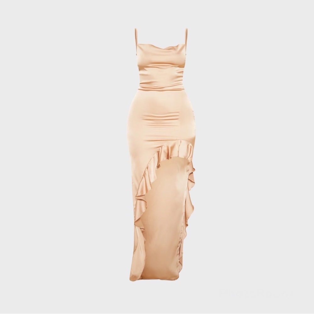 Gold Cowl Neck Maxi Dress